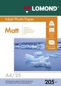 Фотобумага A4 матовая односторонняя 205г/м2 25л (Lomond)